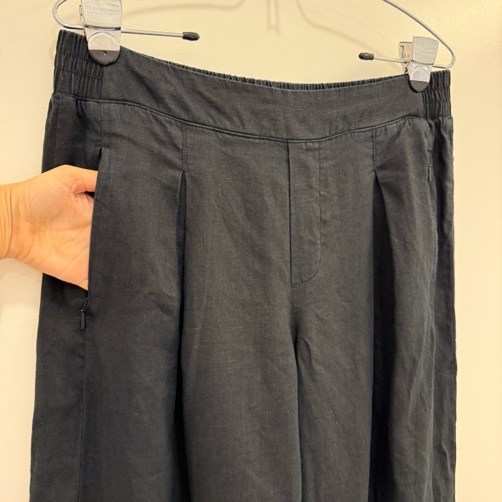 Athleta Playa Linen Wide Crop Pant Black Wide-Leg Cropped Pants size 12 Tall 12T - Picture 12 of 15